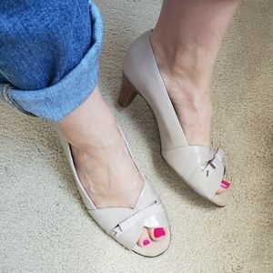 A2 AEROSOLES Beige Nude Peep Toe Pumps Heels